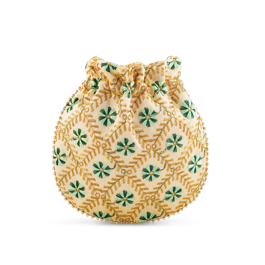 Jab Phool Khile Green Embroidered Potli Bag