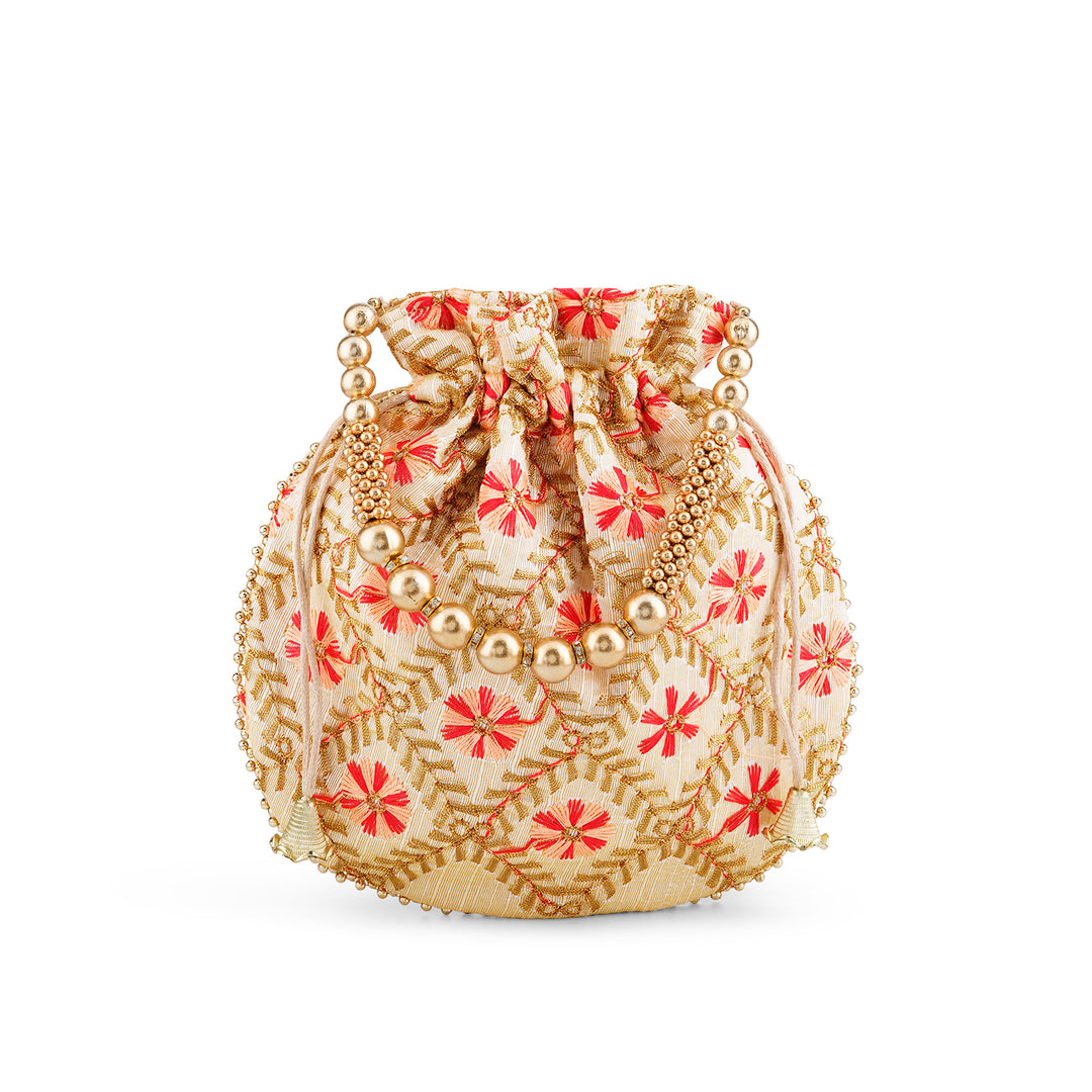 Jab Phool Khile Pink Embroidered Potli Bag