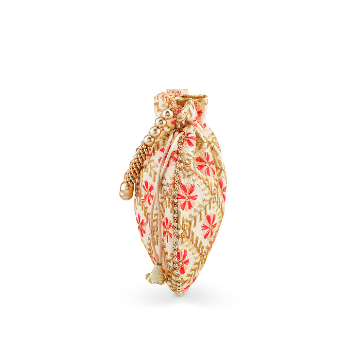 Jab Phool Khile Pink Embroidered Potli Bag