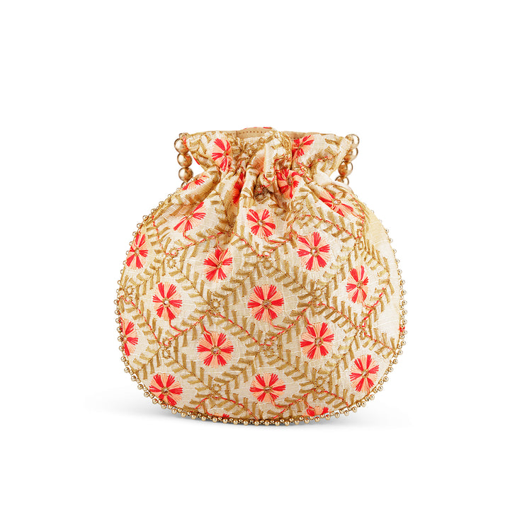 Jab Phool Khile Pink Embroidered Potli Bag