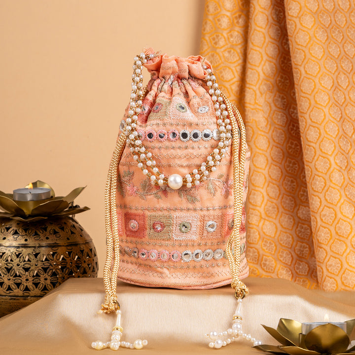 Rangisari Peach Potli bag
