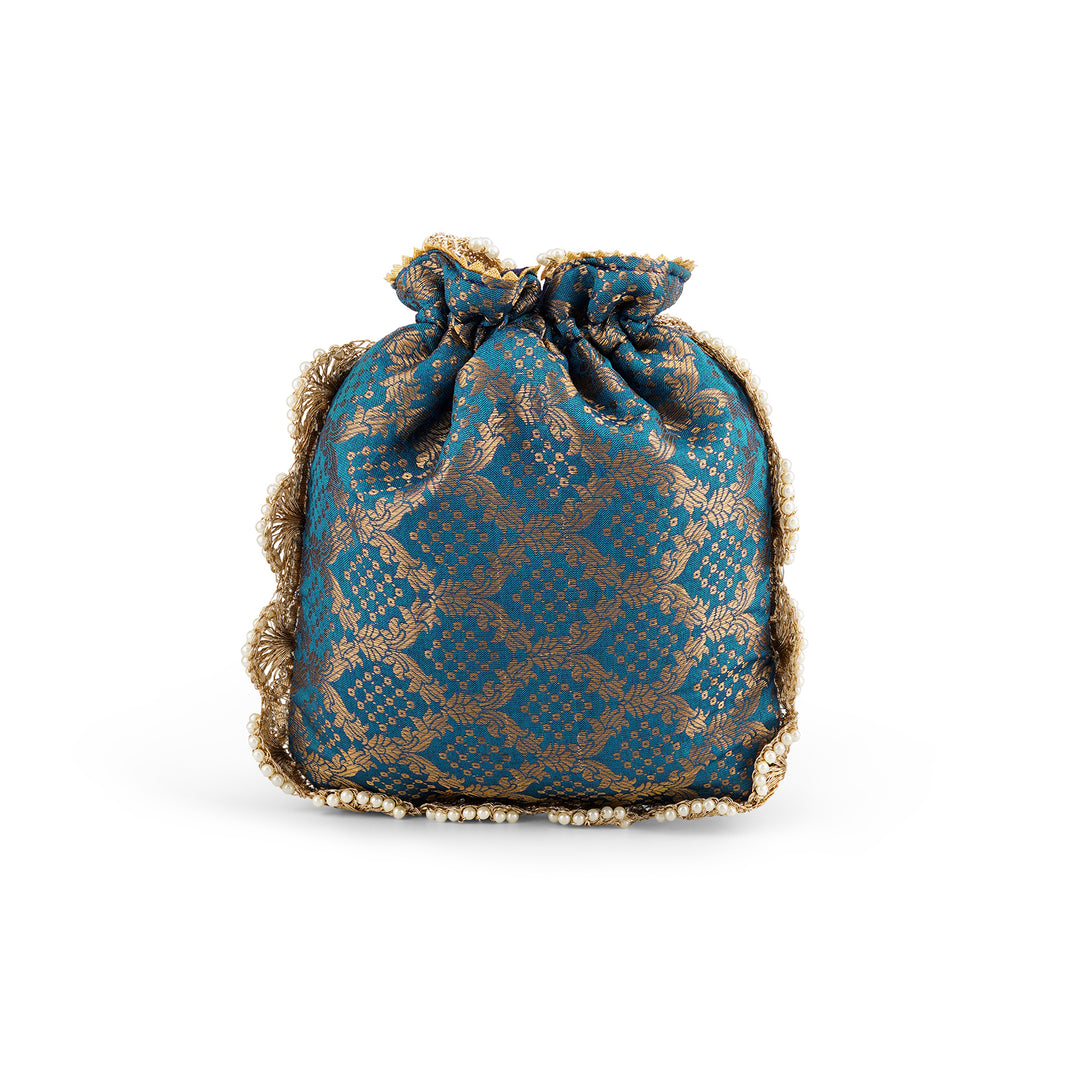Neele Neele Ambar Blue Banarasi Print Potli Bag