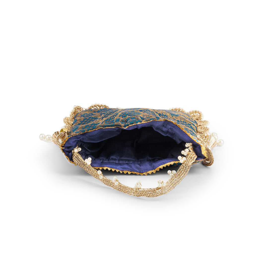 Neele Neele Ambar Blue Banarasi Print Potli Bag