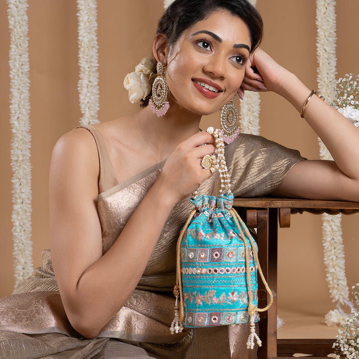 Rangisari Aasmani Potli bag
