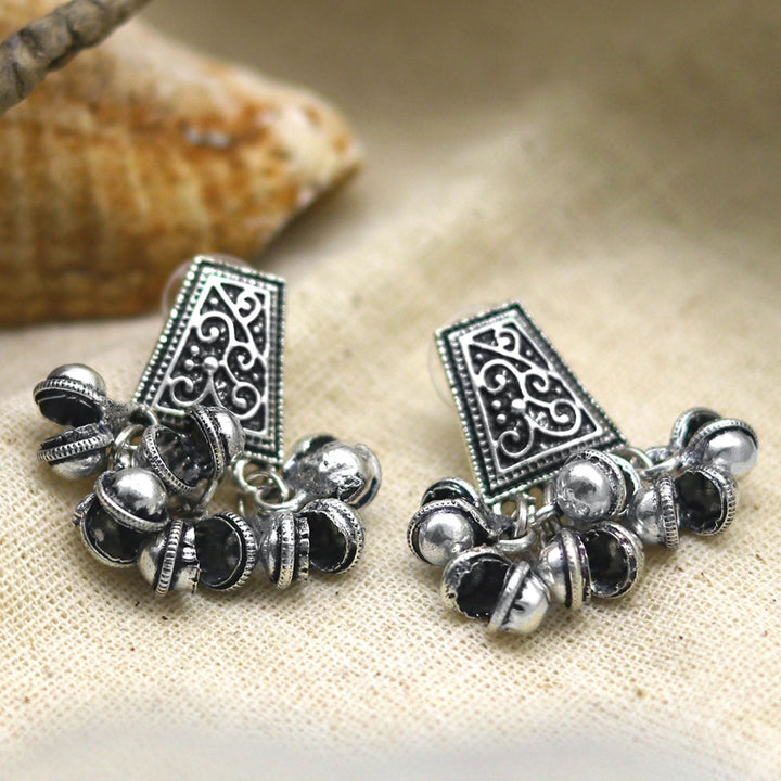 Teejh Kanish Silver Oxidized Ghungroo Earrings