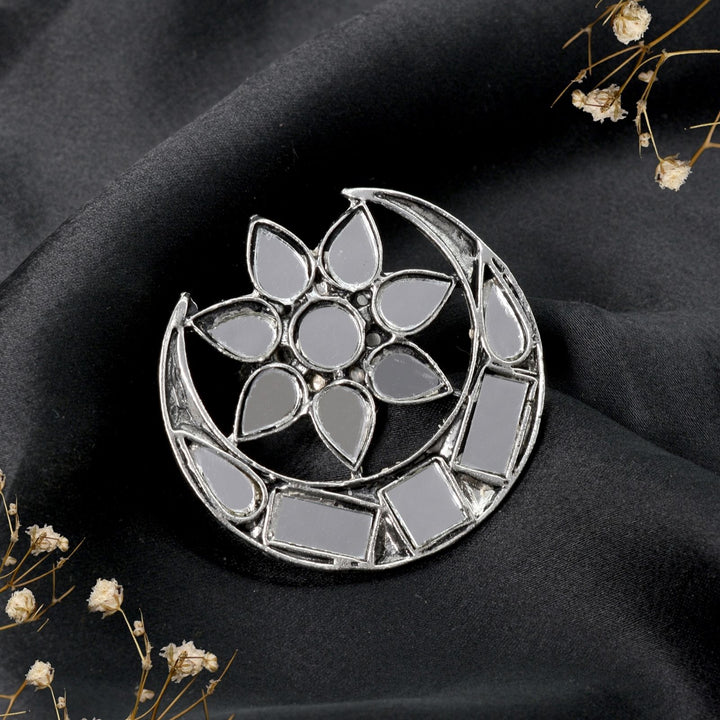 Shagun Silver Oxidized Mirror Ring - Teejh