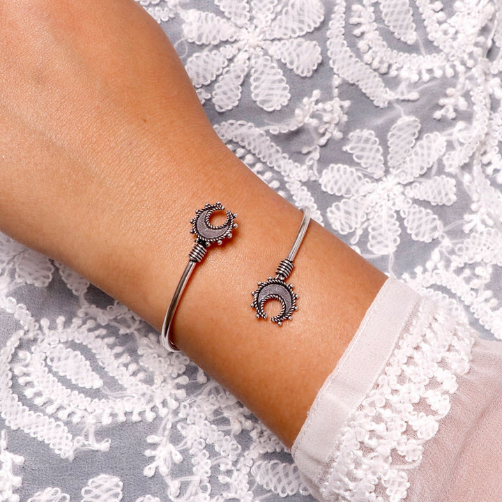 Chandrika Silver Oxidized Bracelet - Teejh
