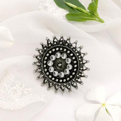 Lavanya Silver Oxidized Ring - Teejh