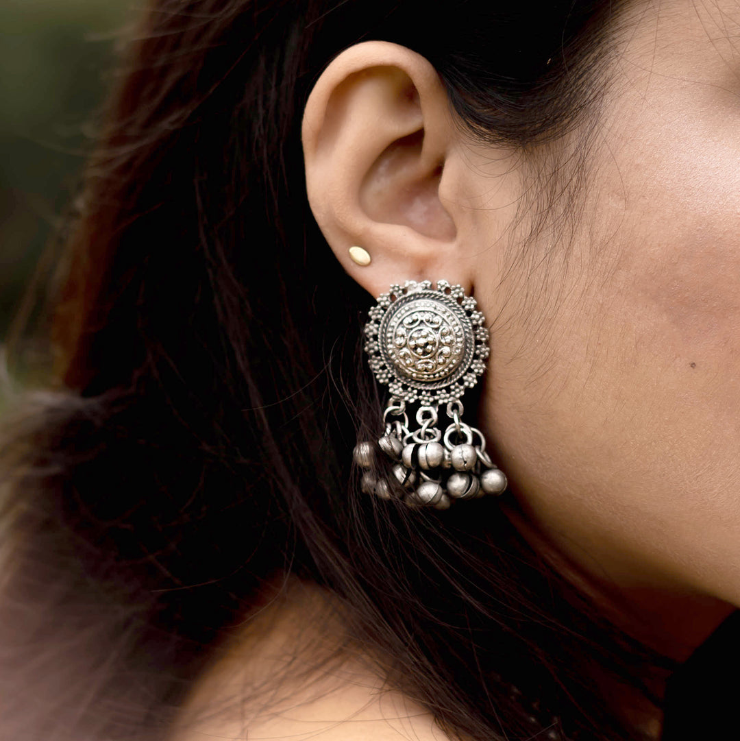 Teejh Kiva Silver Oxidised Ghungroo Necklace Set