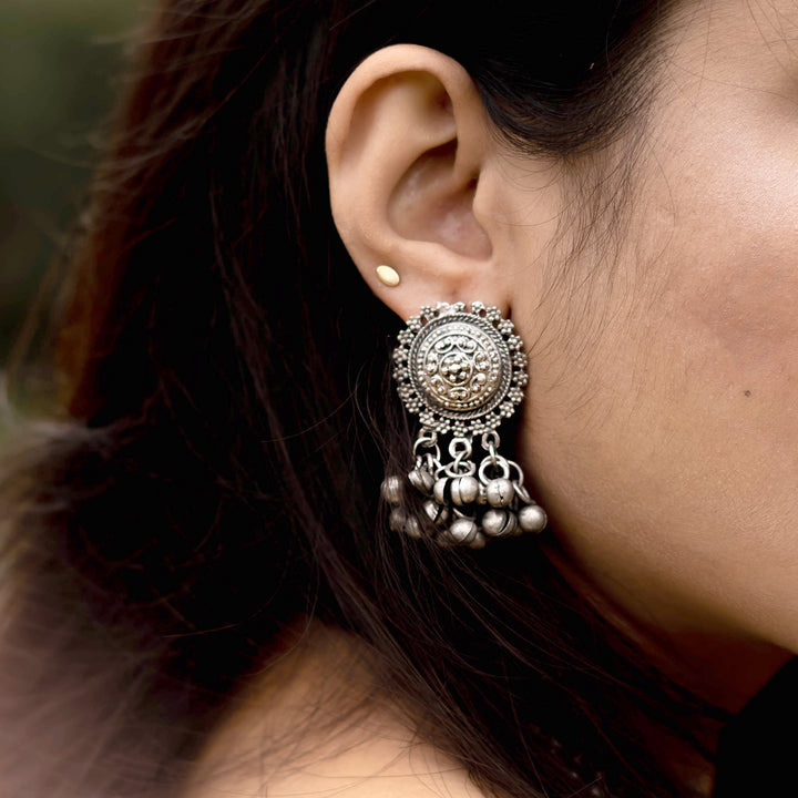 Teejh Kiva Silver Oxidised Ghungroo Necklace Set