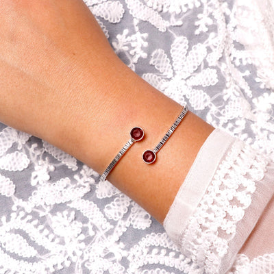 Bhamini Red Silver Oxidized Bracelet - Teejh