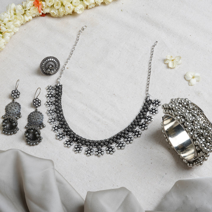 Teejh Toshika Silver Oxidised Jewelry Gift Set