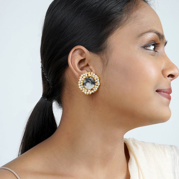 Teejh Roop Grey Druzy Stone Earring
