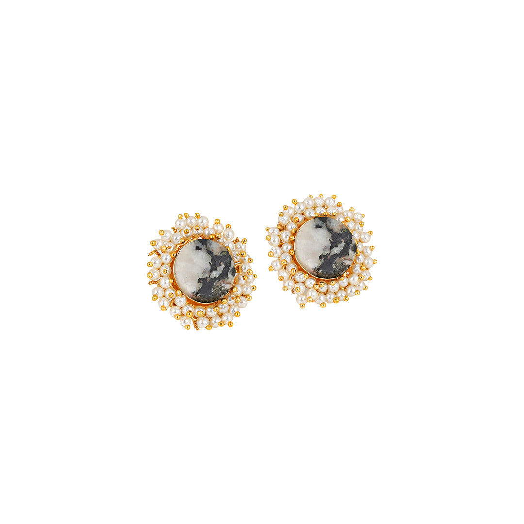 Teejh Roop Grey Druzy Stone Earring