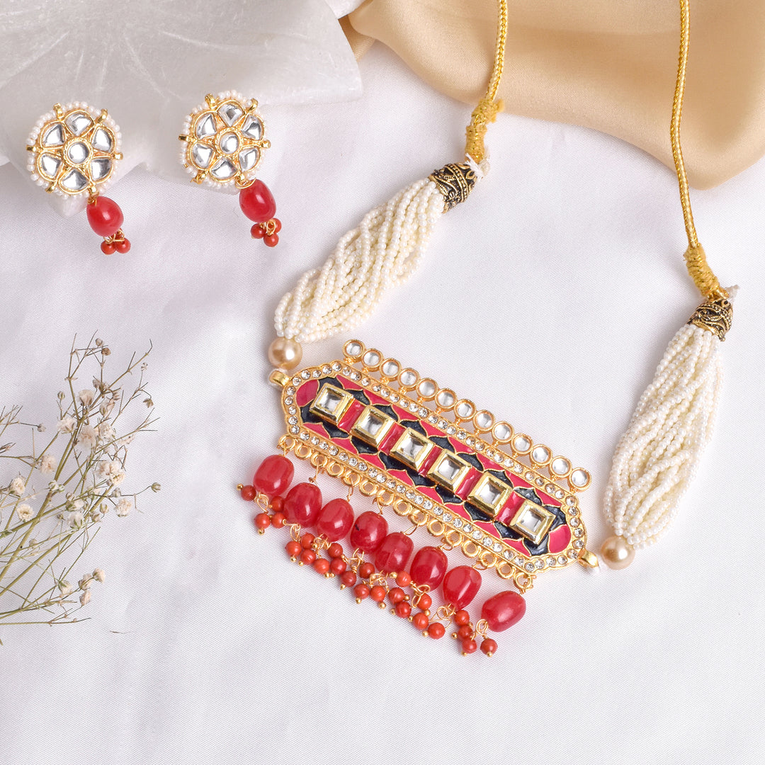 Teejh Akruti Pink Necklace Set