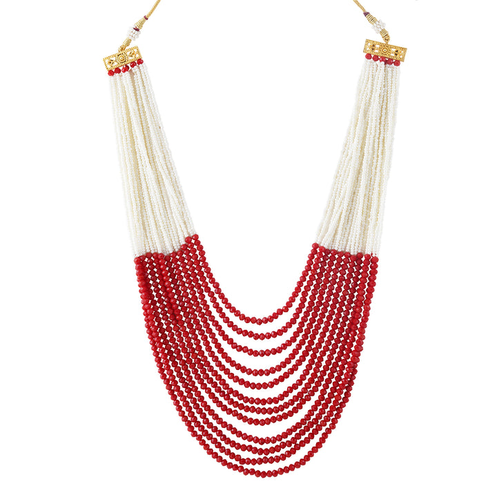 Teejh Jareen Red and White Gold Necklace Set