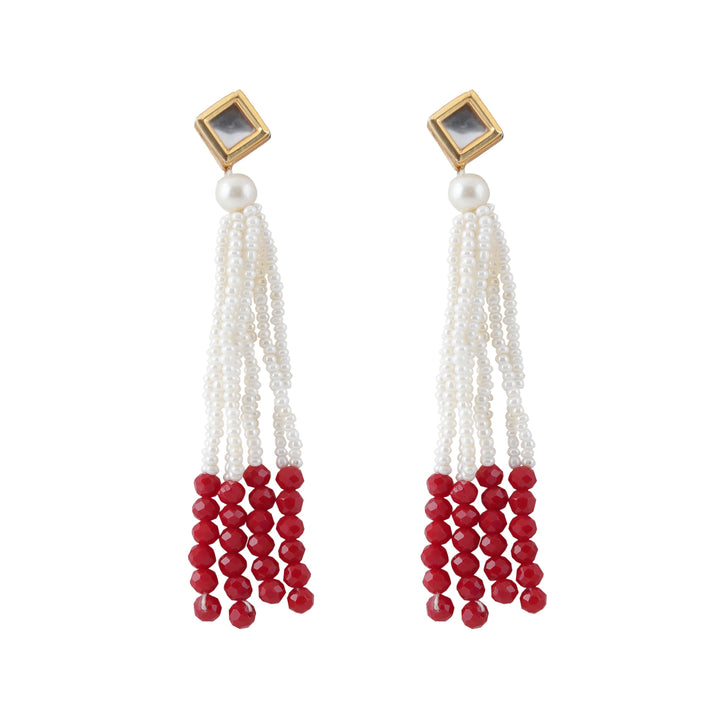 Teejh Jareen Red and White Gold Necklace Set