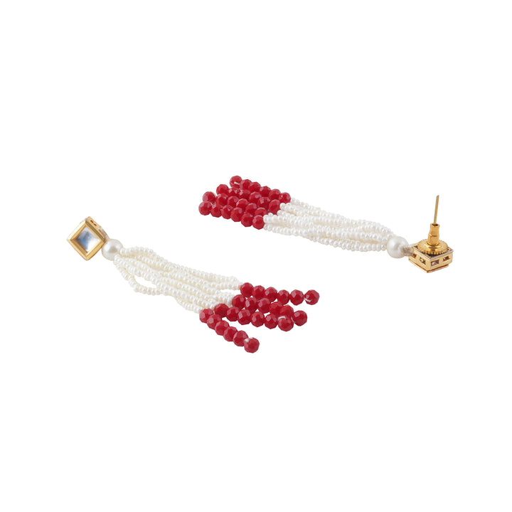 Teejh Jareen Red and White Gold Necklace Set