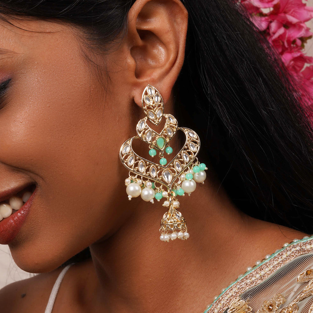 Teejh Shrijita Mint Gold Enamel Earrings
