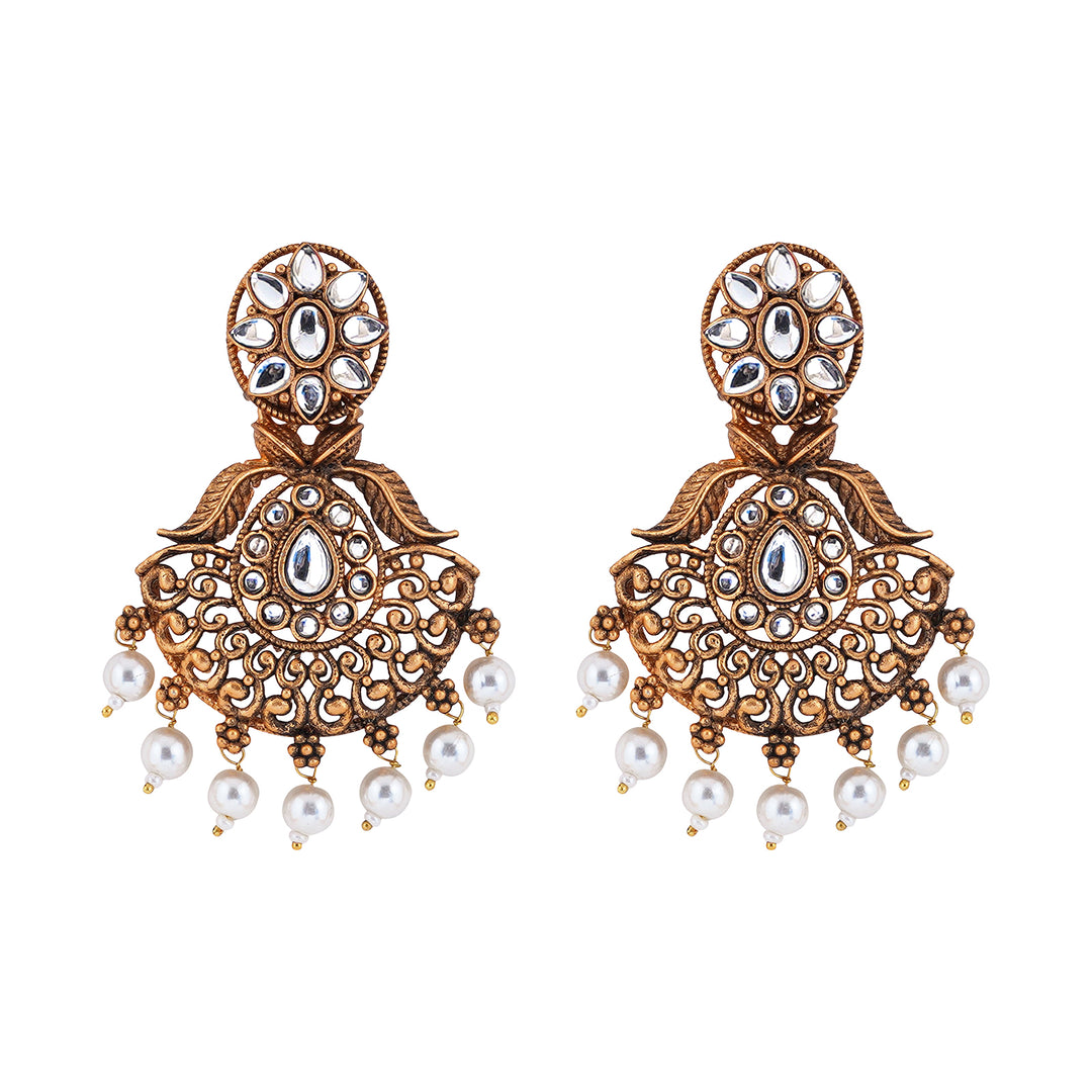 Teejh Vikasini White Gold Enamel Earrings