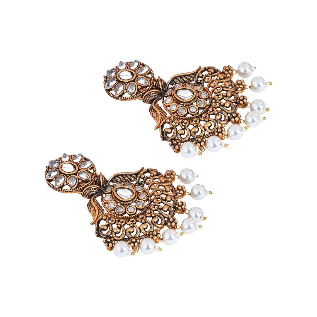 Teejh Vikasini White Gold Enamel Earrings