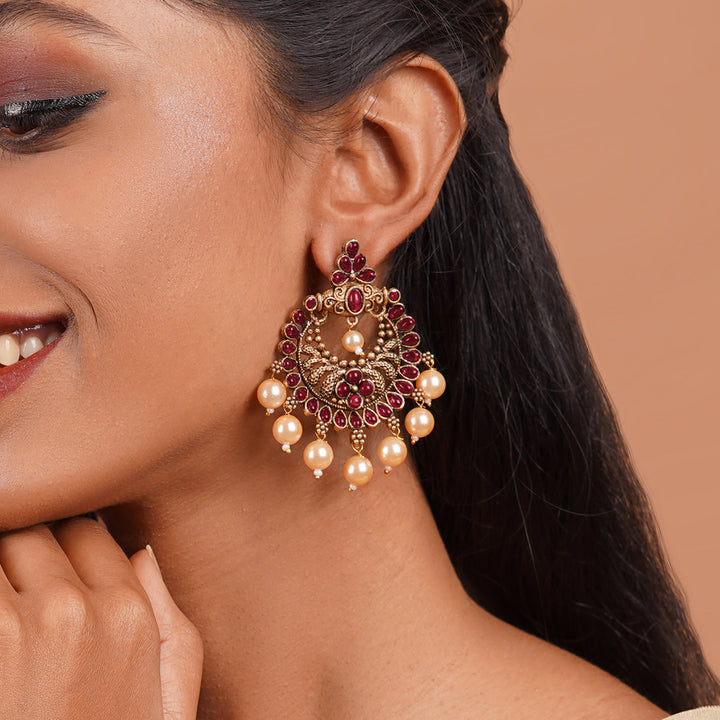 Teejh Saumya Magenta Gold Enamel Earrings