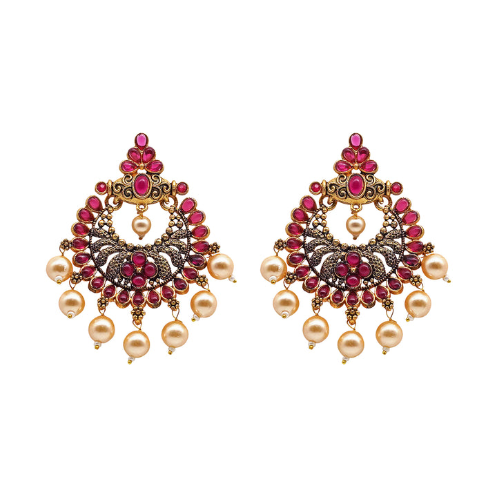Teejh Saumya Magenta Gold Enamel Earrings