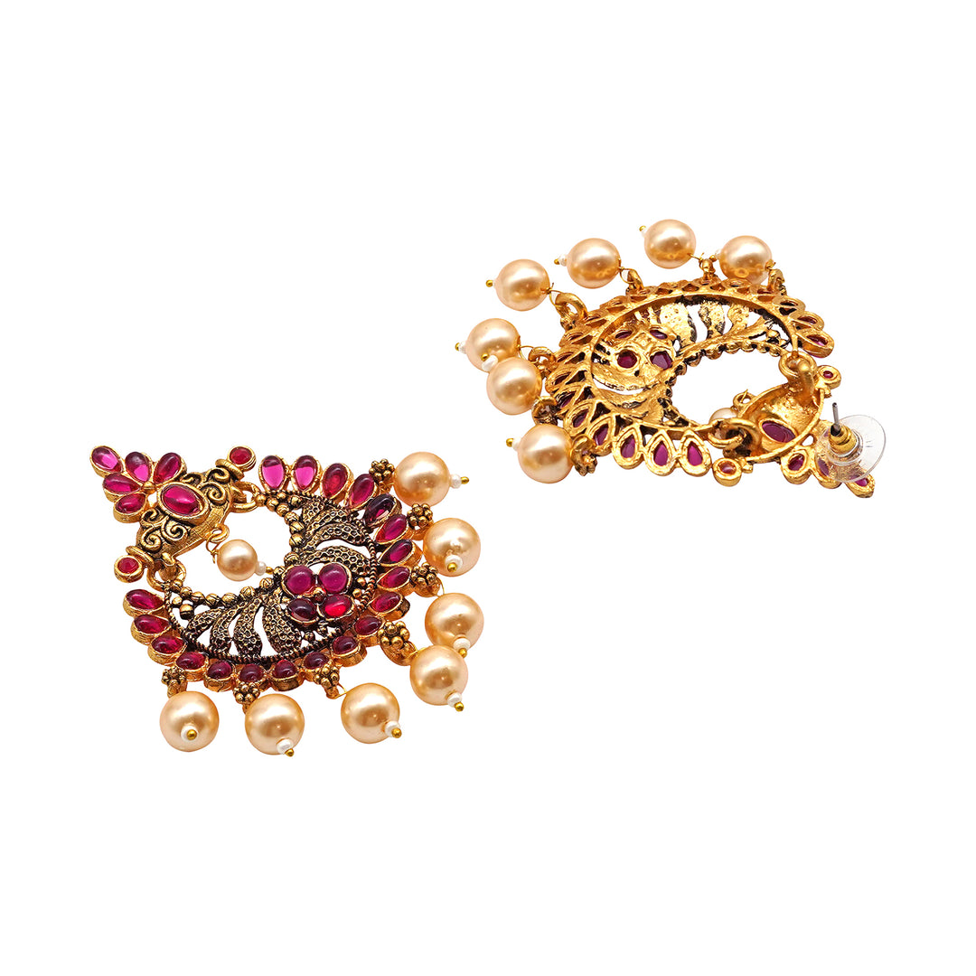 Teejh Saumya Magenta Gold Enamel Earrings