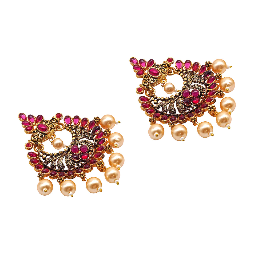 Teejh Saumya Magenta Gold Enamel Earrings