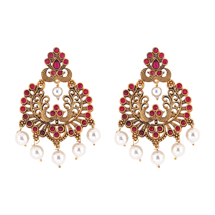 Teejh Siyaa Magenta Gold Enamel Earrings