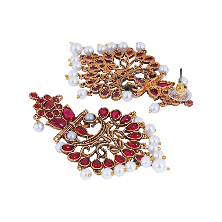 Teejh Rutuja Magenta  Gold Enamel Earrings