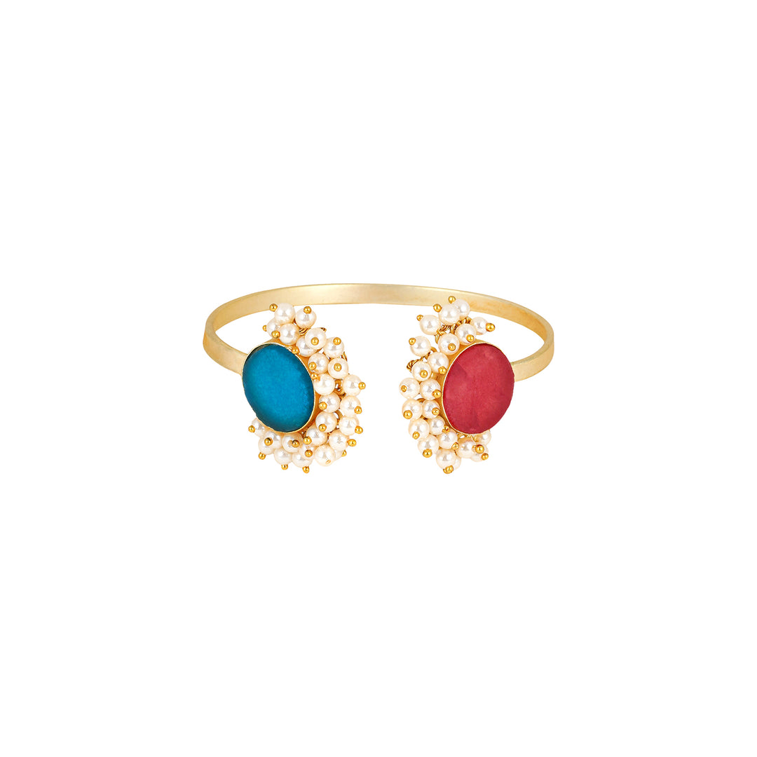 Teejh Piyali Red And Blue Studded Pearl Bracelet