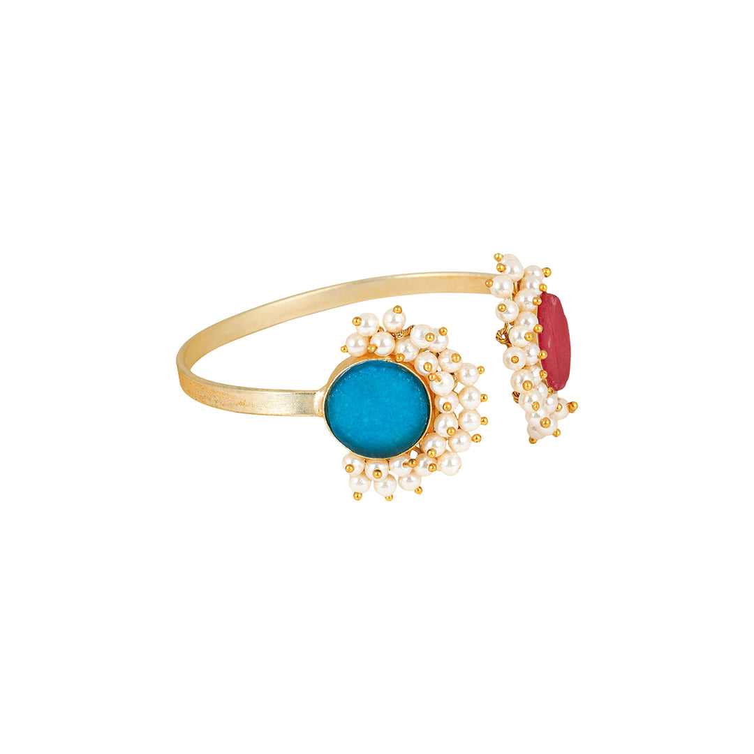 Teejh Piyali Red And Blue Studded Pearl Bracelet