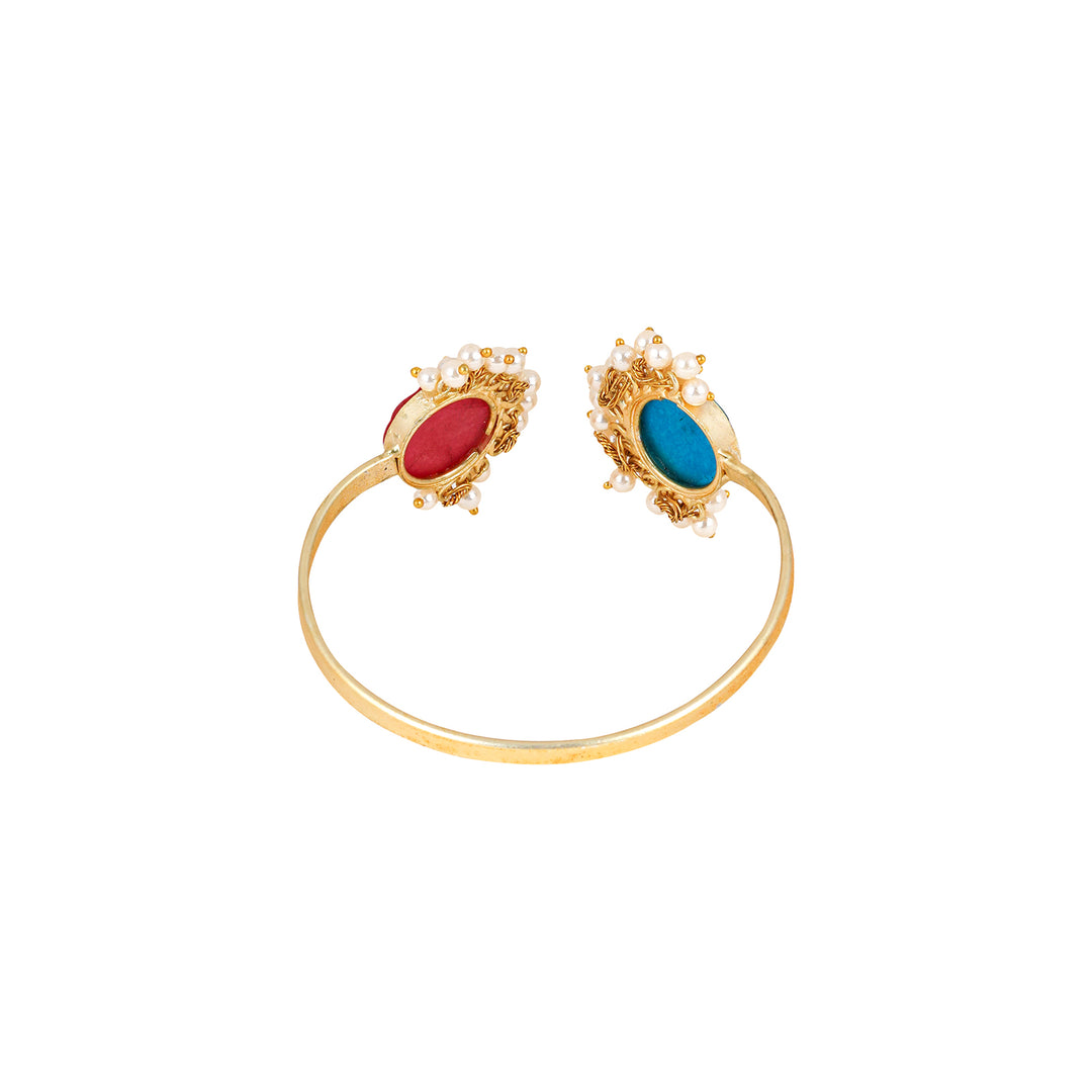 Teejh Piyali Red And Blue Studded Pearl Bracelet