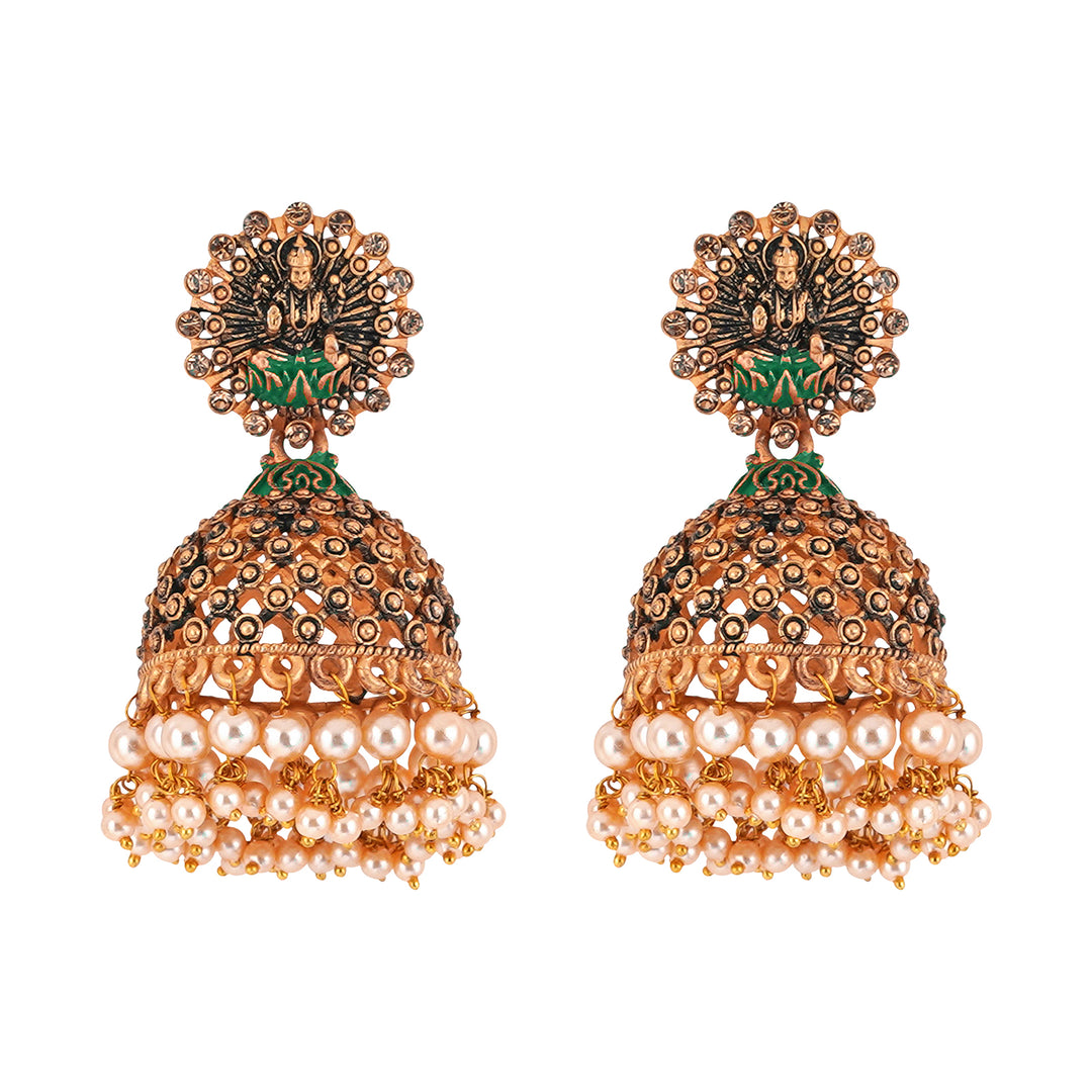 Teejh Chakriya Green Gold Enamel Earrings