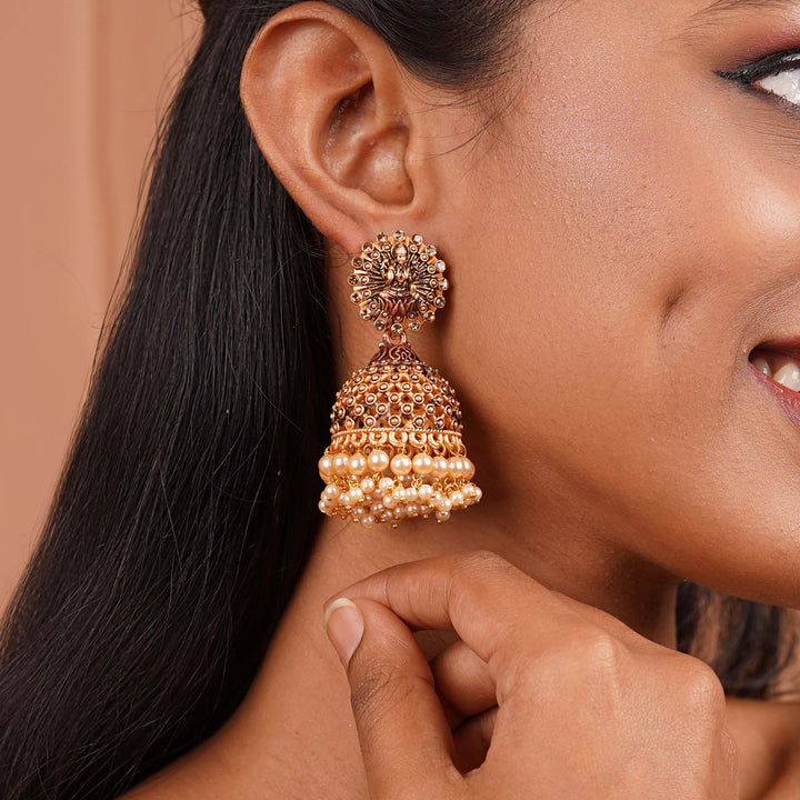 Teejh Chakriya Maroon Gold Enamel Earrings