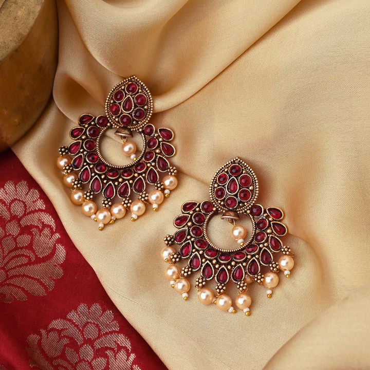 Teejh Ira Maroon Gold Enamel Earrings