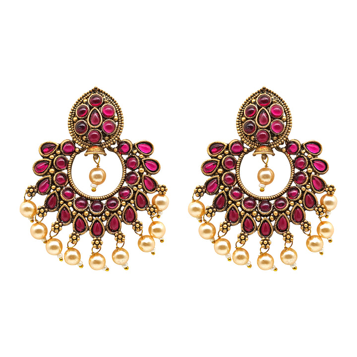 Teejh Ira Maroon Gold Enamel Earrings