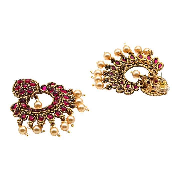 Teejh Ira Maroon Gold Enamel Earrings