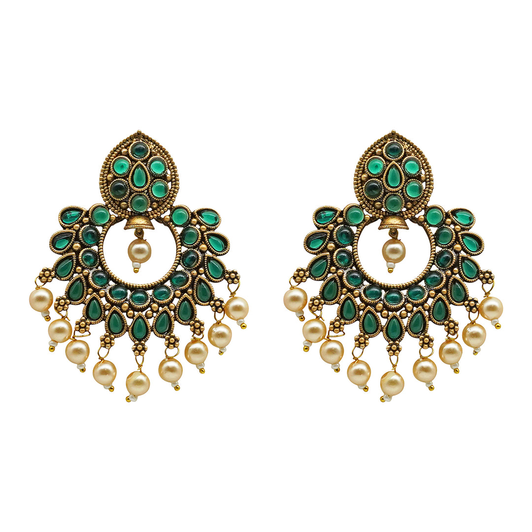 Teejh Ira Dark Green Gold Enamel Earrings