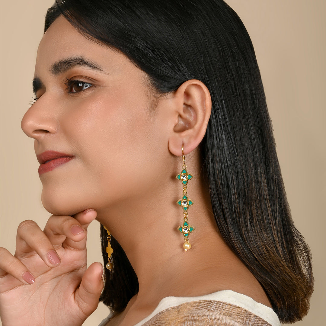 Teejh Tvarita Turquoise Gold Earring