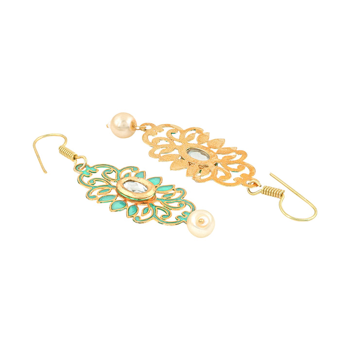 Teejh Yatee Filigree Turquoise Gold and Pearl Earring