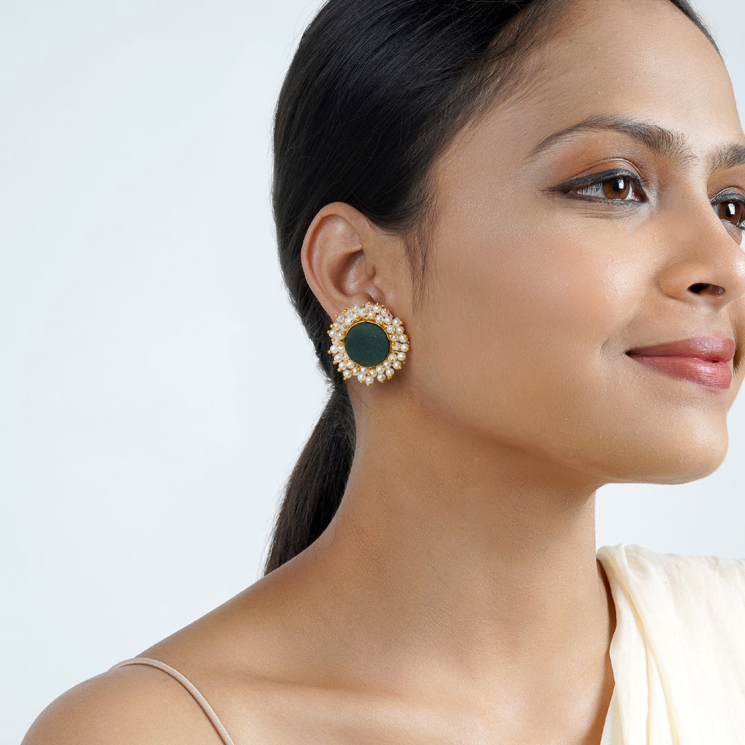 Teejh Roop Green Druzy Stone Earring