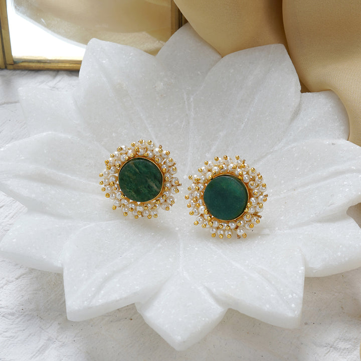 Teejh Roop Green Druzy Stone Earring
