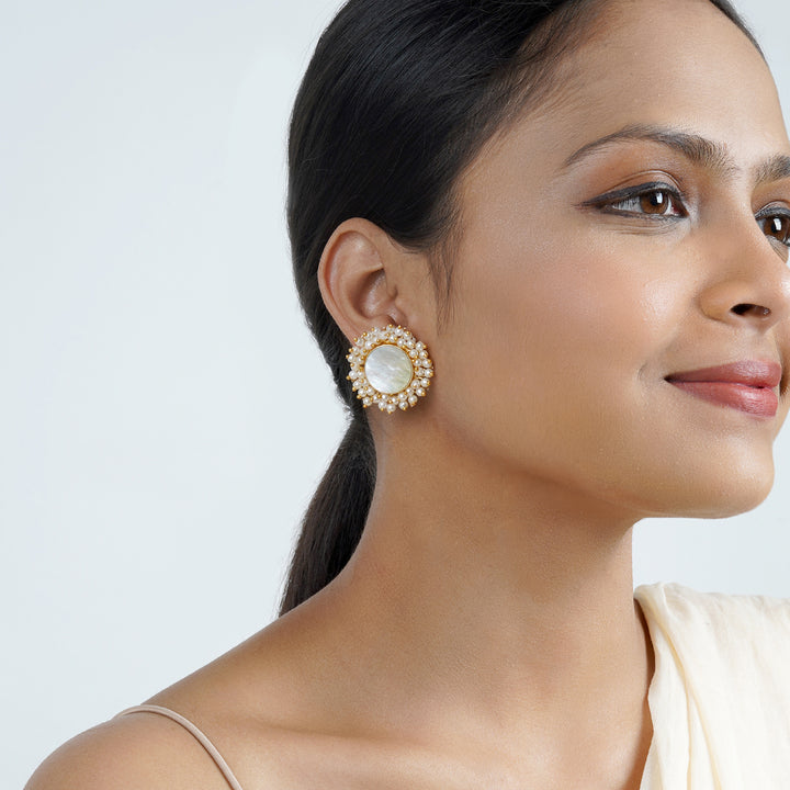 Teejh Roop White Druzy Stone Earring