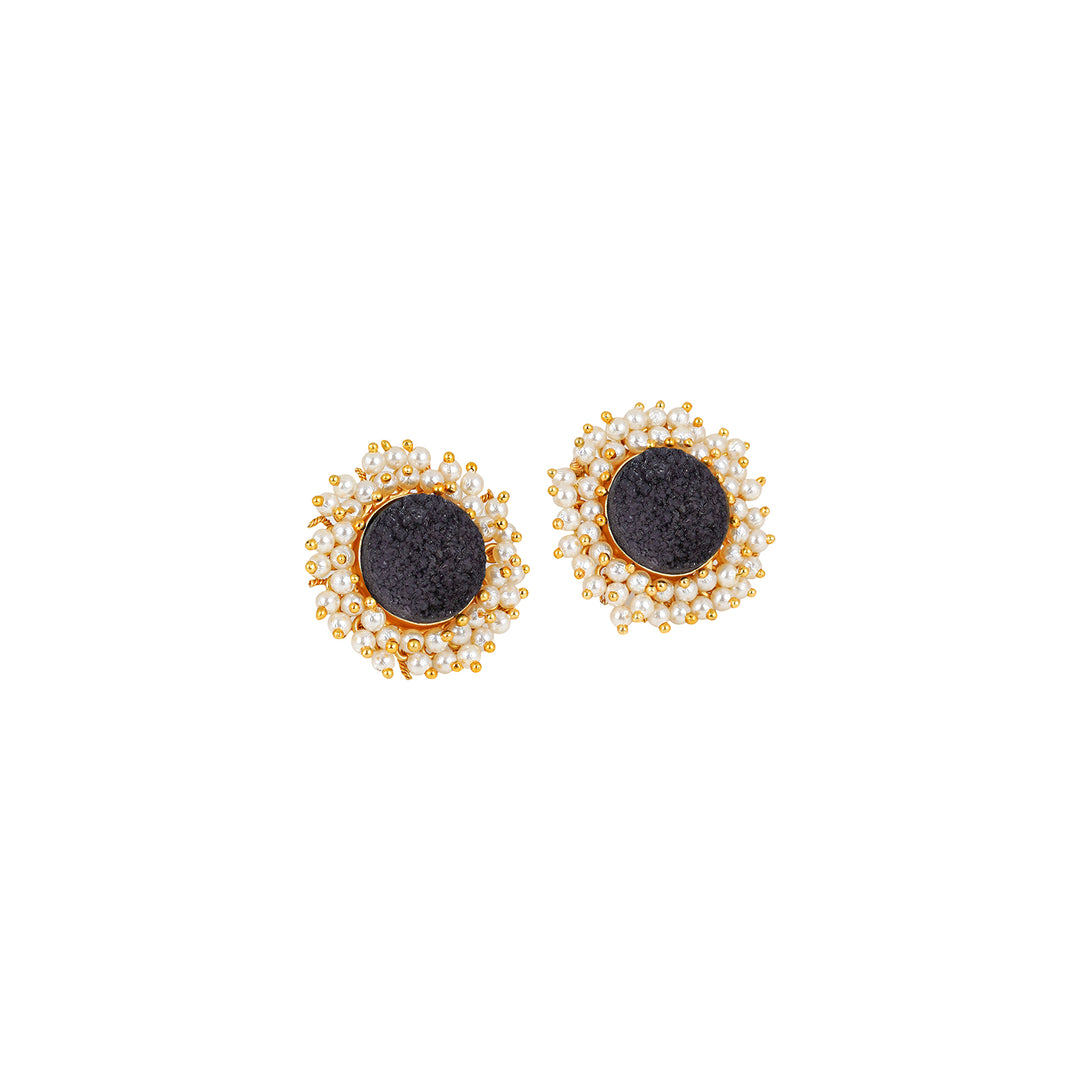 Teejh Roop Black Druzy Stone Earring