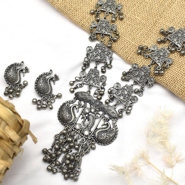 Teejh Siddhi Silver Oxidised Necklace