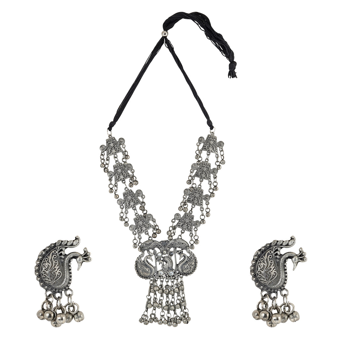 Teejh Siddhi Silver Oxidised Necklace