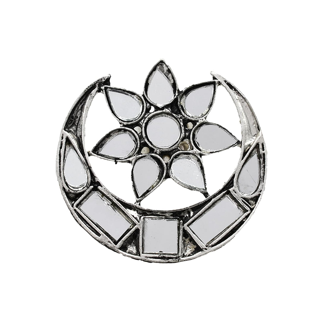 Shagun Silver Oxidized Mirror Ring - Teejh