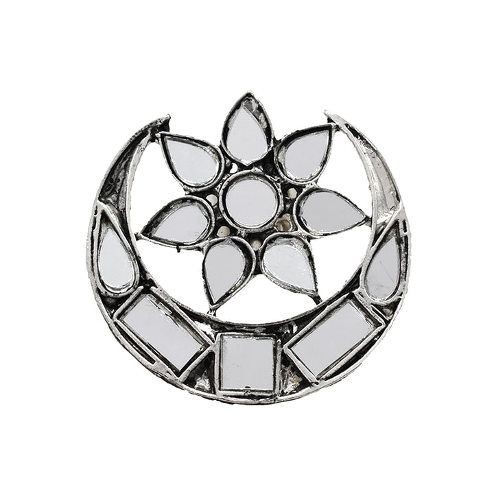 Shagun Silver Oxidized Mirror Ring - Teejh